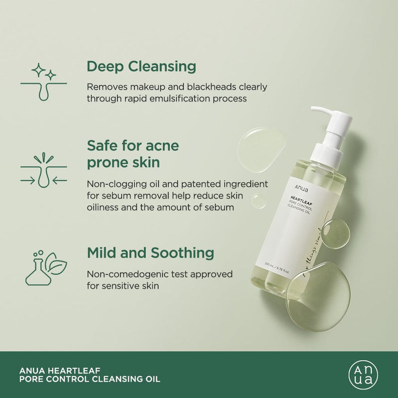 ANUA Heatleaf Pore Control Cleansing Oil 200ml, 1pc
