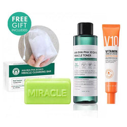 Some by mi Miracle Soap + Toner + V10 Vitamin Tone-up Cream + Bubble Foam Net (SET)